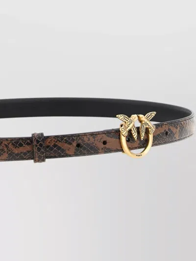 Pinko Python Pattern Leather Belt Gold Buckle
