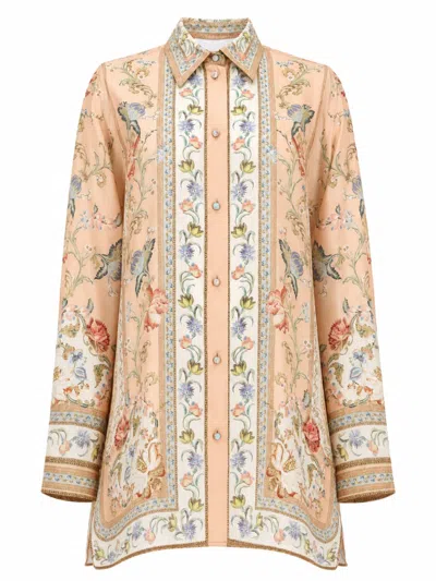 Zimmermann Womens Pink Tapestry Floral Roselight Printed Silk Shirt In Multi