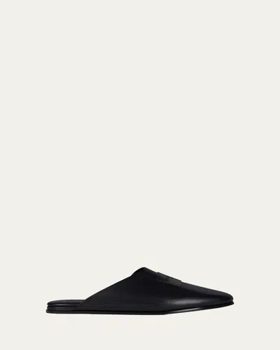 Givenchy Label Flat Mules In Nappa Leather In Black