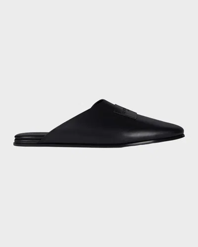 Givenchy Label Flat Mules In Nappa Leather In Black