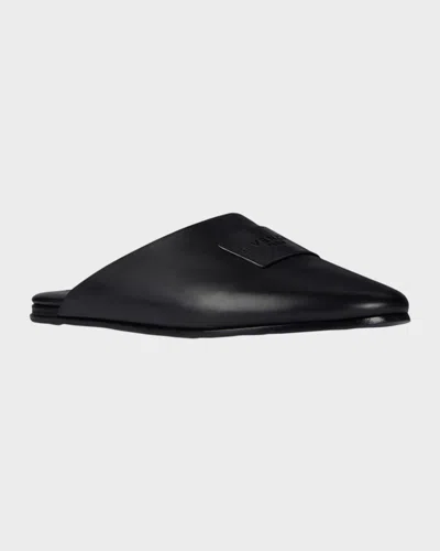 Givenchy Label Flat Mules In Nappa Leather In Black