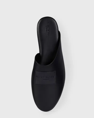 Givenchy Label Flat Mules In Nappa Leather In Black