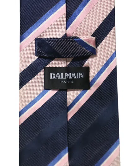 Pre-owned Balmain Striped Tie In Blue