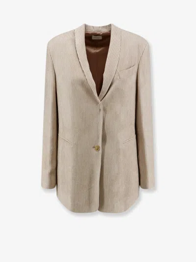 Alysi Single-breasted Shawl-lapel Blazer In Neutral