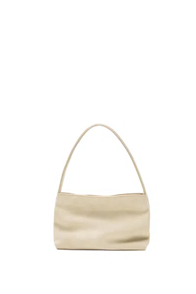 Massimo Dutti Split Suede Leather Shoulder Bag In Ecru