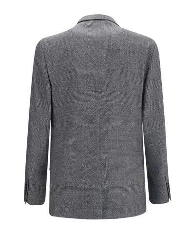 Lardini Grey Pied De Poule Double Breasted Blazer In Gray