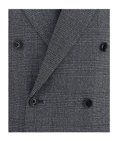 Lardini Grey Pied De Poule Double Breasted Blazer In Gray
