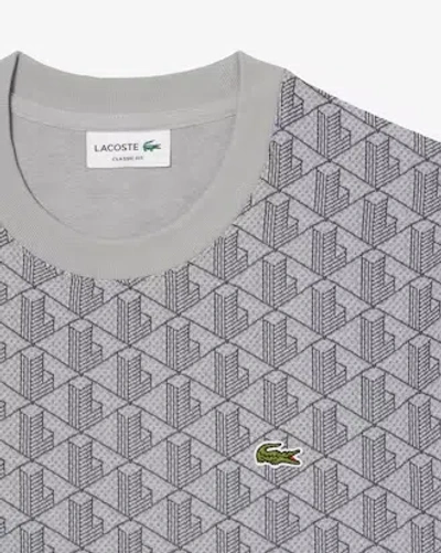 Lacoste Geometric Pattern T-shirt In Gray