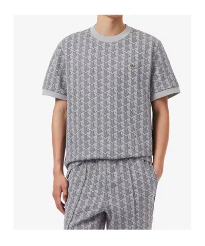 Lacoste Geometric Pattern T-shirt In Gray