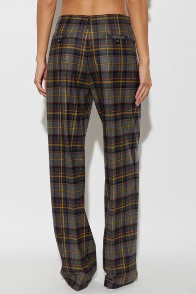 Etro Grey Check-pattern Stretch Wool Trousers In Brown
