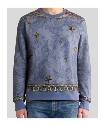 Etro Cotton-blend Sweatshirt With Placed Pegaso-print In Multi
