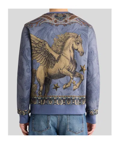 Etro Cotton-blend Sweatshirt With Placed Pegaso-print In Multi
