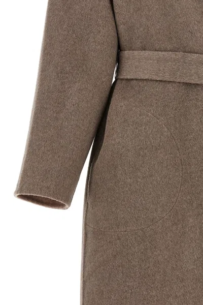 Co Long Belted Wrap At Side Pockets In Brown