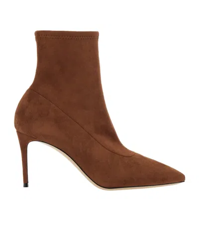 Casadei Stretch Camel Pointed-toe Ankle Boot In Brown