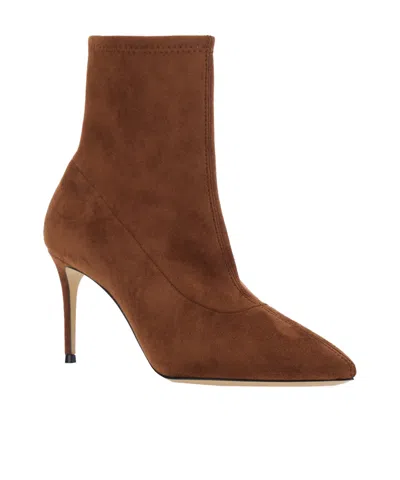 Casadei Stretch Camel Pointed-toe Ankle Boot In Brown