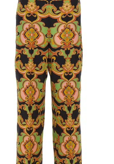 Etro Patterned Straight-leg Silk Trousers In Multi
