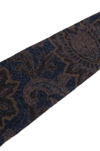 Etro Paisley-patterned Silk Tie In Navy Blue