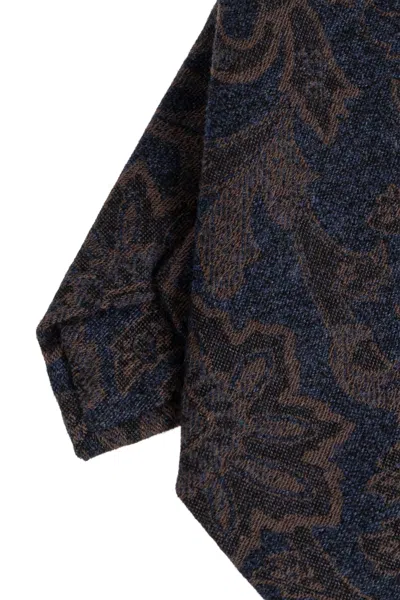 Etro Paisley-patterned Silk Tie In Navy Blue