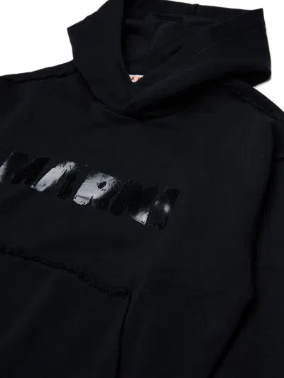Marni 로고 프린트 프린지 후디 In Black