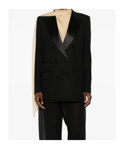 Tom Ford Double-breasted Buttoned Blazer In Black