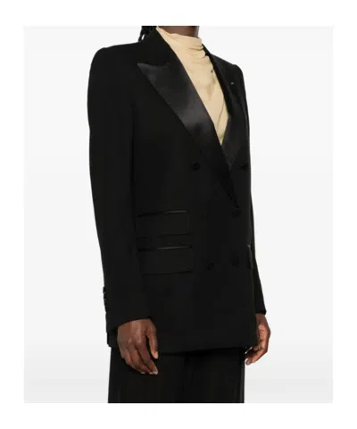 Tom Ford Double-breasted Buttoned Blazer In Black