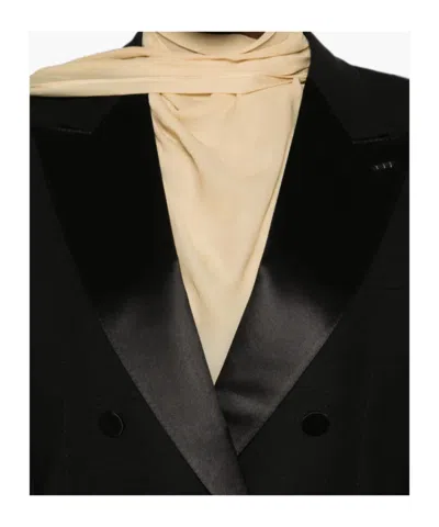 Tom Ford Double-breasted Buttoned Blazer In Black