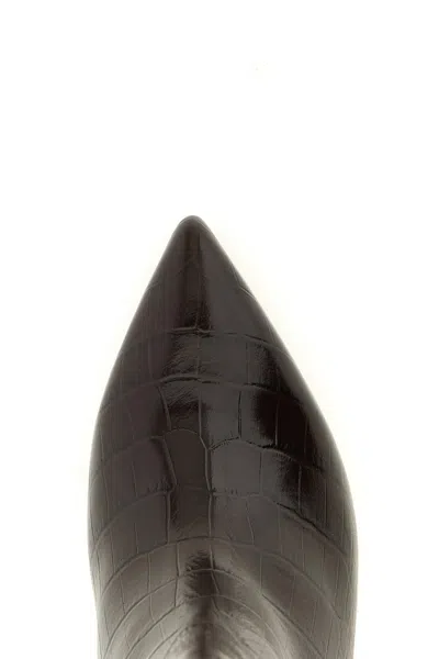 Paris Texas Croc-effect Leather Boots In Brown