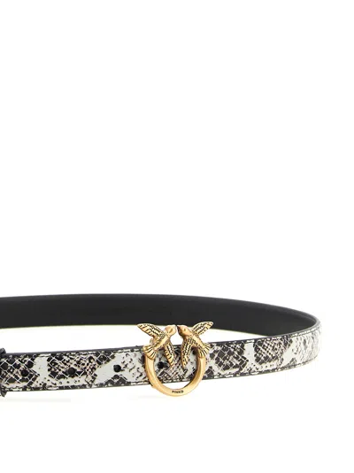 Pinko Python Print Leather Belt In Grey