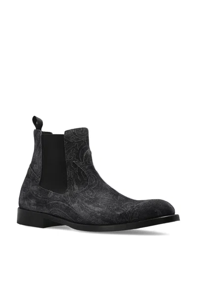 Etro Round-toe Boots In Black