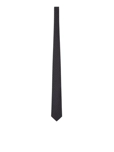 Lardini Micro-patterned Silk Tie In Black