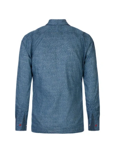 Kiton Patterned-print Button-up Shirt In Blue