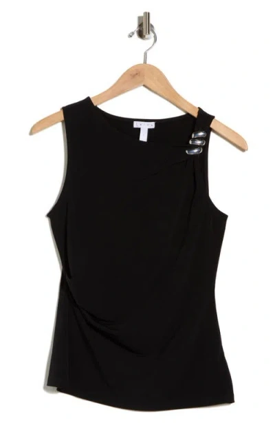 Leith One-shoulder Hardware Knit Top In Black