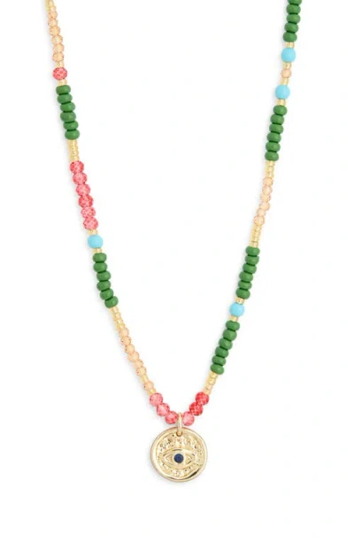 Leith Beaded Evil Eye Pendant Necklace In Multi