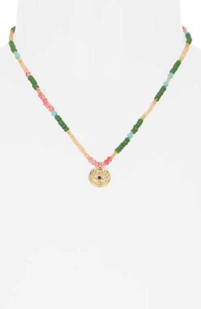 Leith Beaded Evil Eye Pendant Necklace In Multi