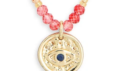 Leith Beaded Evil Eye Pendant Necklace In Multi