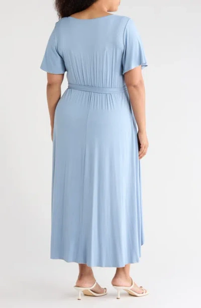 West K Solid High/low Dress In Blue