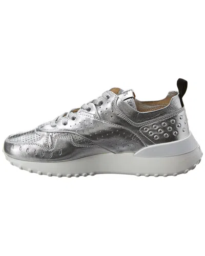 Tod's Tods Metallic Leather Sneaker In Gray
