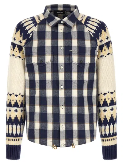 Dsquared2 Classic Check Drawstring Shirt In Blue