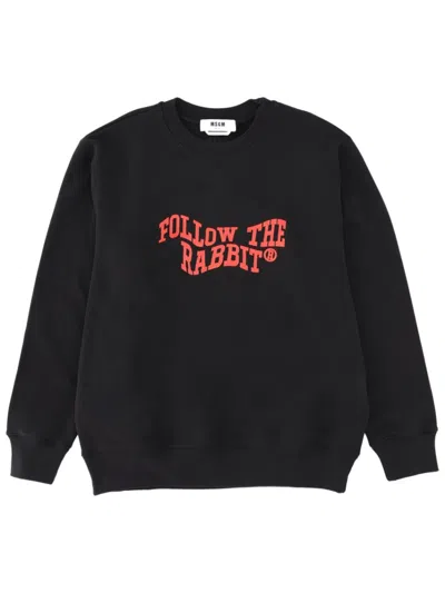 Msgm Rabbit Cotton Sweatshirt In Black