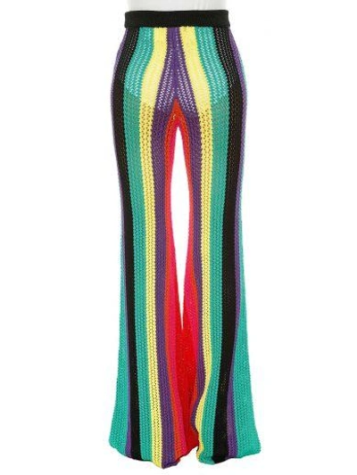 Shop Balmain Flare Knitted Trousers In Multicolor
