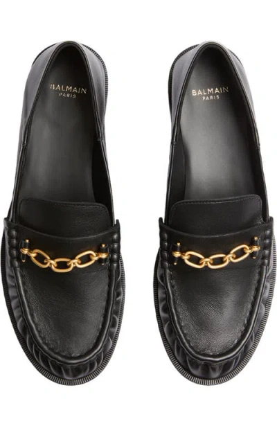 Balmain Sync Smooth-leather Loafers In Black