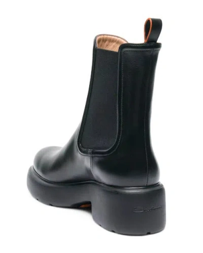Santoni Leather Easy Ankle Boot In Black