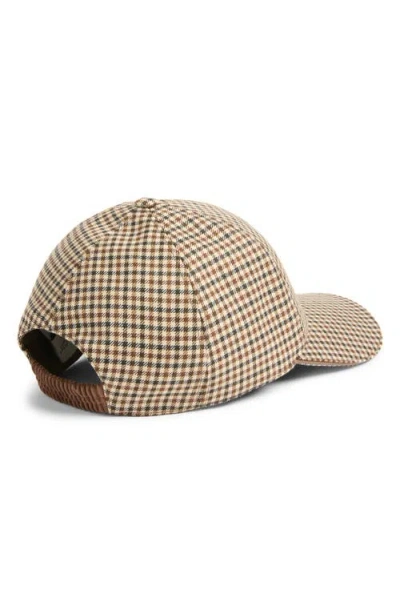 Moncler Check Wool Baseball Cap In Brown