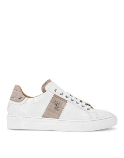 Billionaire Crocodile-effect Leather Sneakers In White