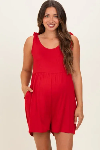 Pinkblush Knot Strap Romper In Red