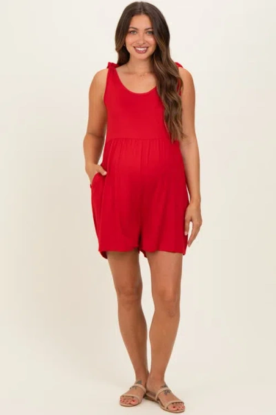 Pinkblush Knot Strap Romper In Red