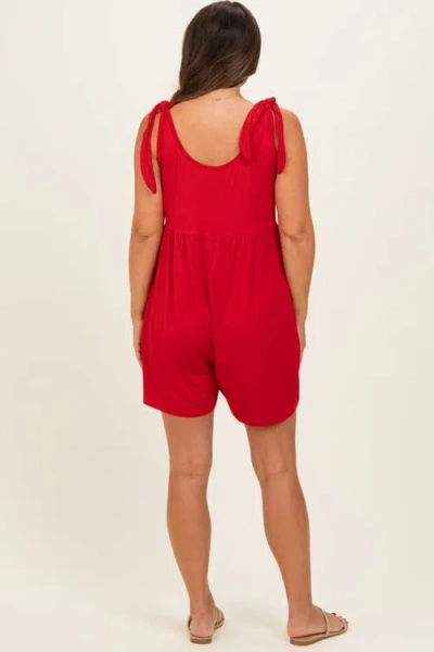 Pinkblush Knot Strap Romper In Red