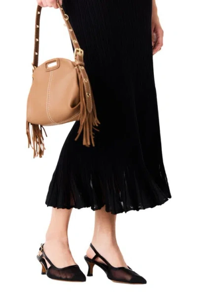 Maje Leather And Mesh Slingbacks In Black
