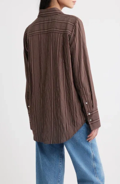 Rails Beck Striped Button-front Shirt In Brown