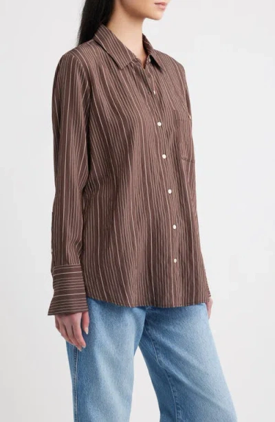 Rails Beck Striped Button-front Shirt In Brown